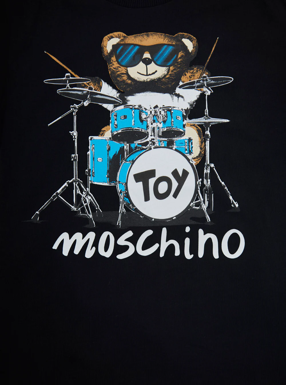 Camiseta Preta Moschino Kids com Estampa de Urso Panda na Frente Camisetas de Menino e Camisetas Polo