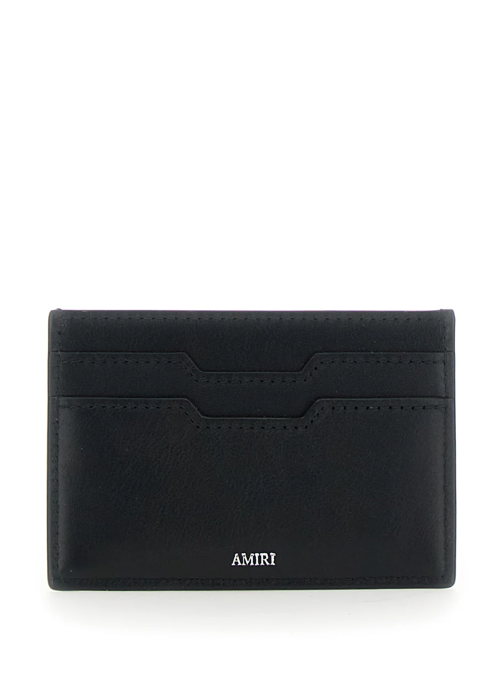 Porta-cartões Amiri Preto com Letras de Logotipo na Frente e Relevo na Parte de Trás em Produtos de Couro Bovino para Homem