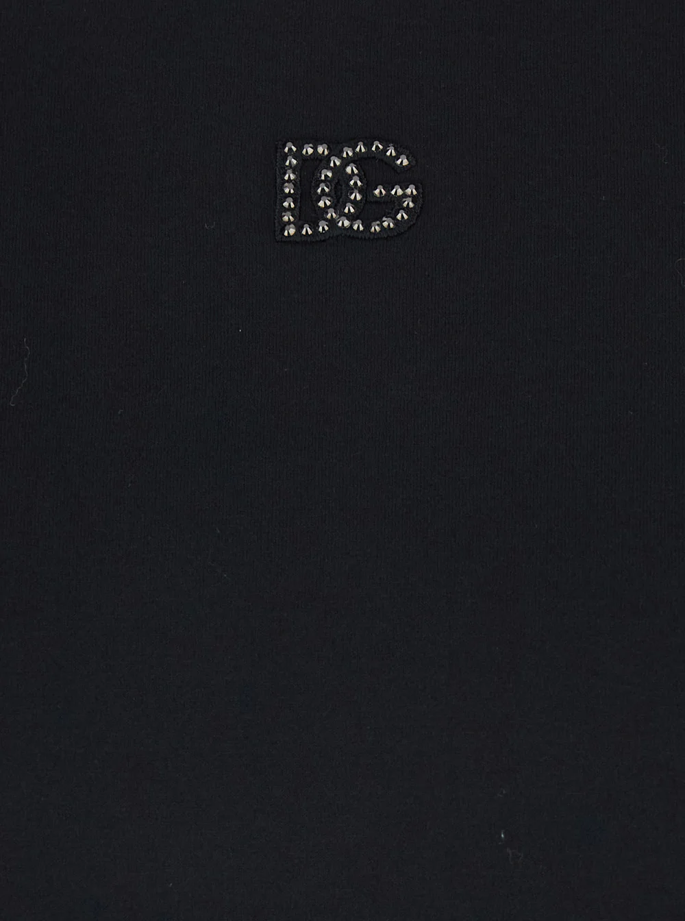 Camiseta Preta Dolce & Gabbana com Bordado de Logotipo e Contas na Frente em Algodão para Camisetas Femininas Camisetas Polo Camiseta Preta Dolce & Gabbana com Bordado de Logotipo e Contas na Frente em Algodão para Camisetas Femininas Camisetas Polo