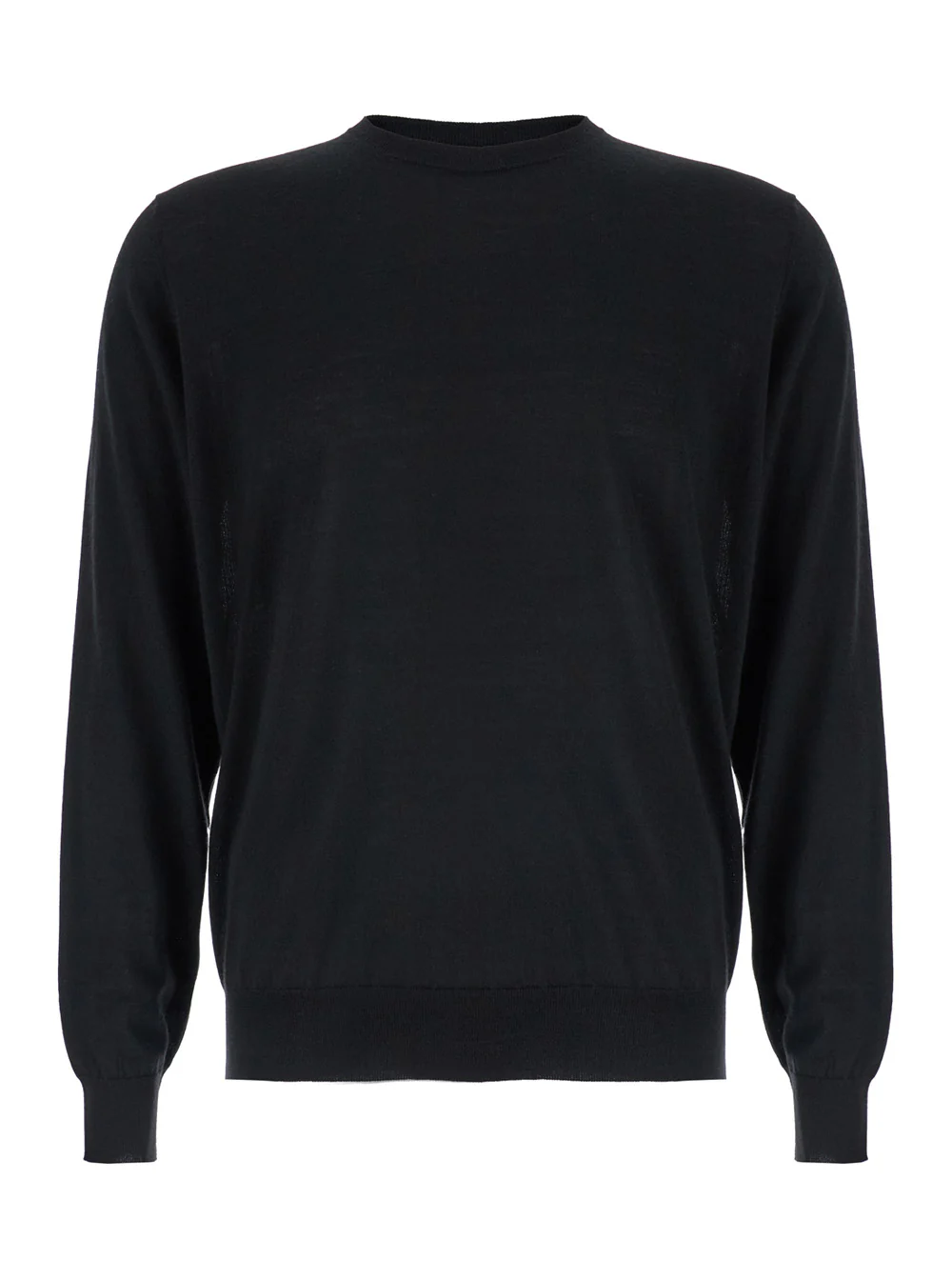 Suéter Preto Básico de Malha de Lã e Caxemira para Homem em Malha de Seda de Merino Suéter Preto Básico de Malha de Lã e Caxemira para Homem em Malha de Seda de Merino