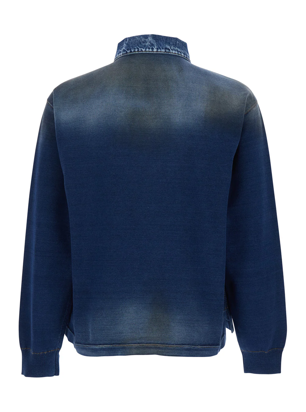 Sweatshirt de Algodão Azul com Gola Polo e Efeito Desgastado para Homens Blu Sweatshirts Sweatshirt de Algodão Azul com Gola Polo e Efeito Desgastado para Homens Blu Sweatshirts