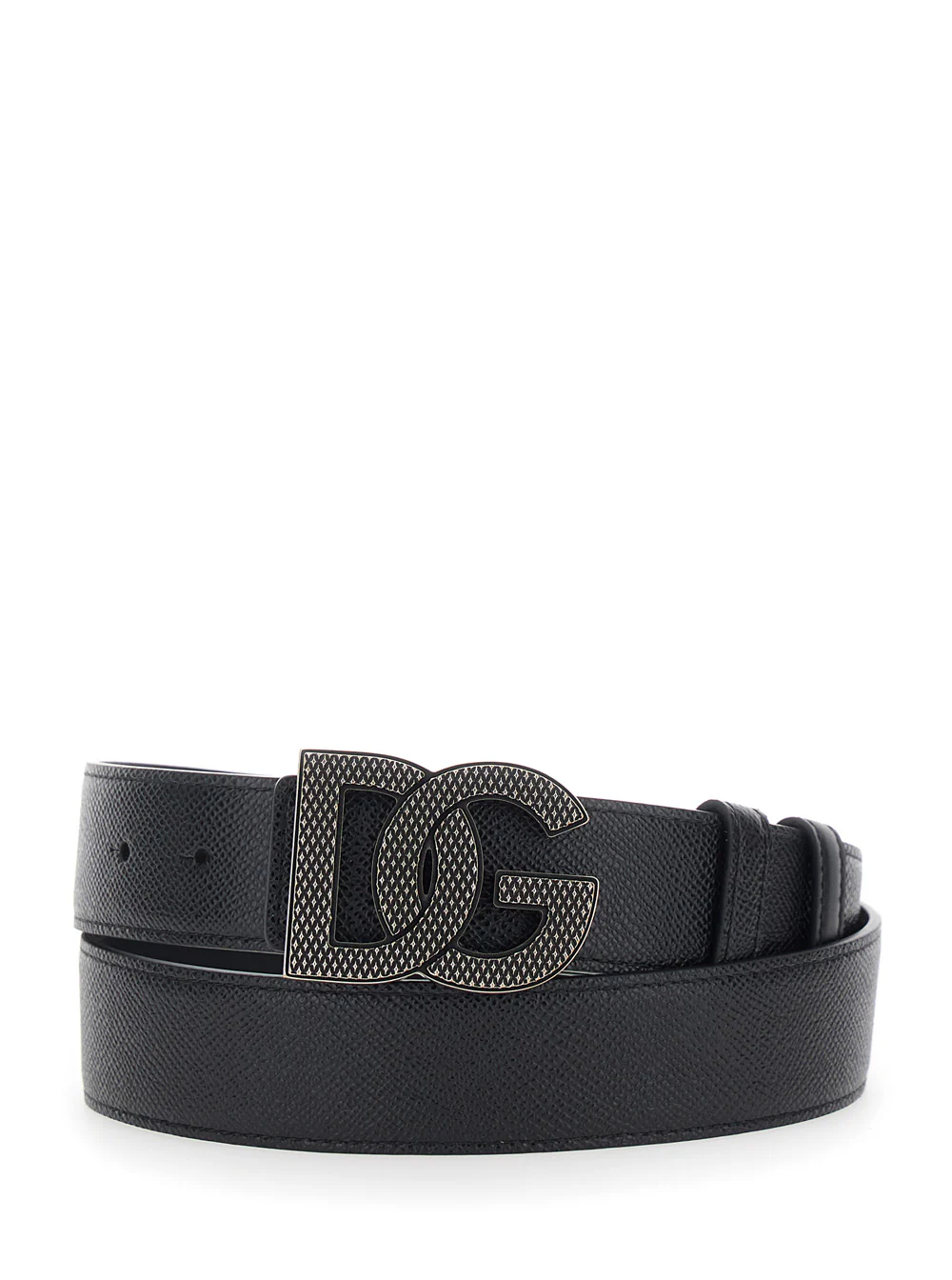 Cinto de Couro Preto Dolce & Gabbana com Fivela com Logotipo para Homens Calf Cinto de Couro Preto Dolce & Gabbana com Fivela com Logotipo para Homens Calf