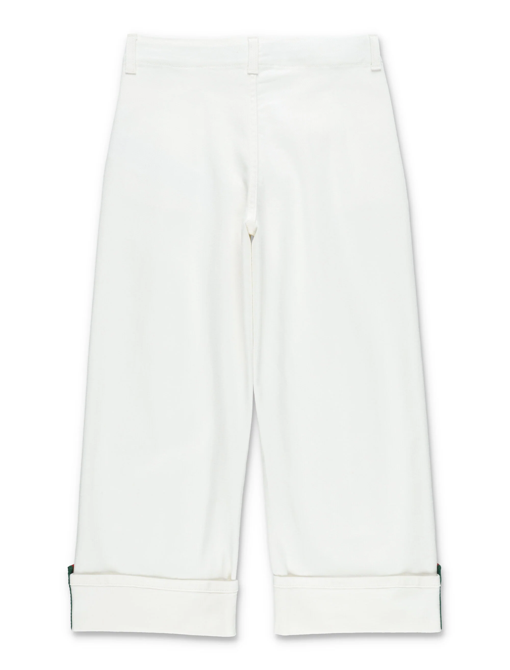 Calças de Denim Elástico Gucci Girls com Detalhe Web Branco/Mix Algodão