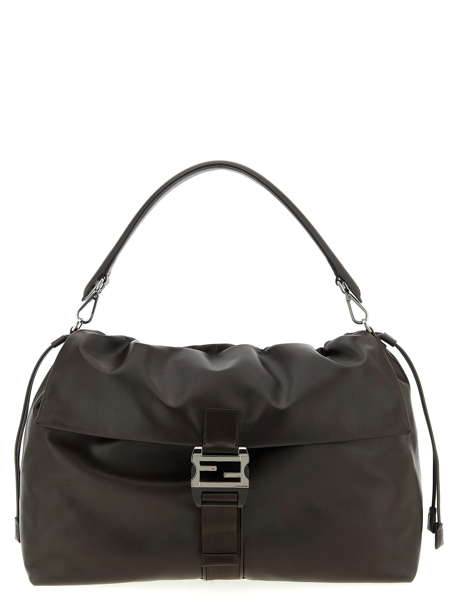 Bolsa de Couro de Novilho Marrom Fendi