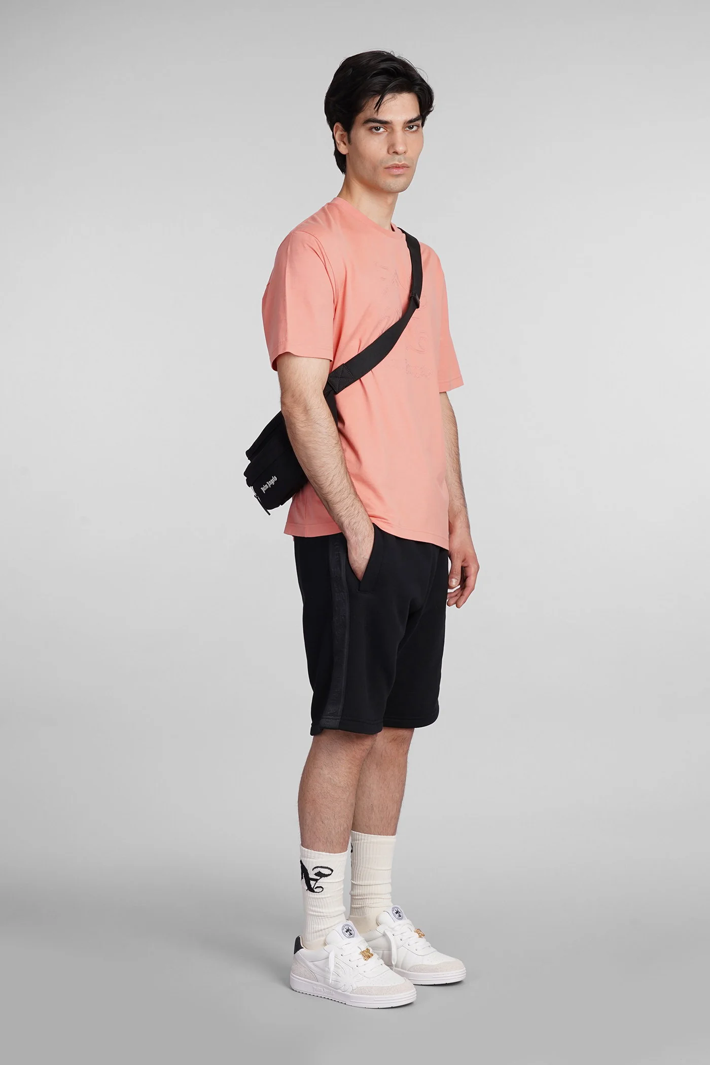 Camiseta Palm Angels em algodão rosa-claro Roupas