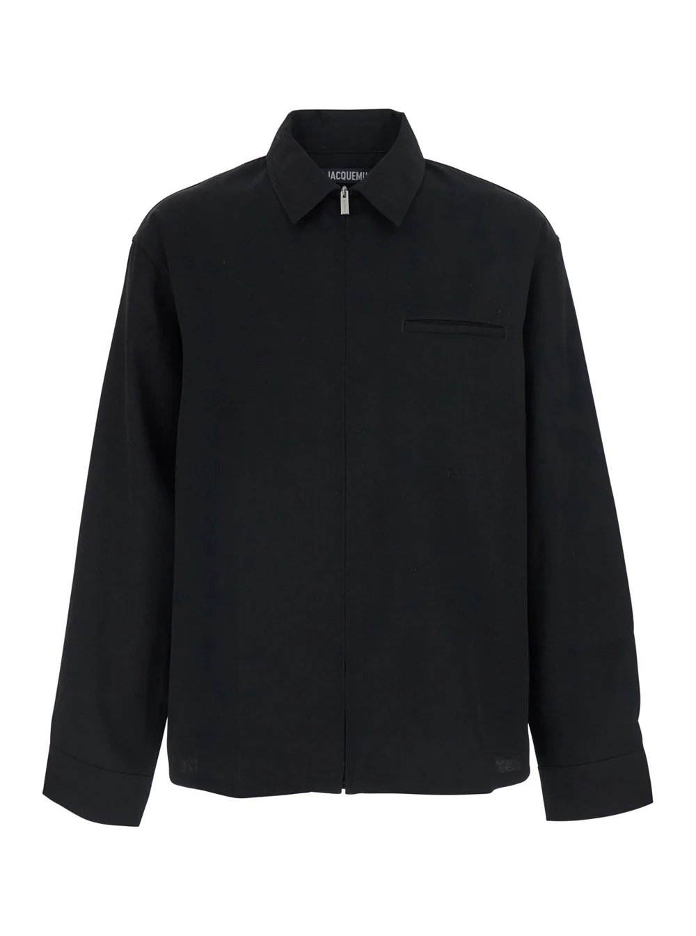 Camisa Jacquemus La Chemise Mecano Preto com Fechamento por Zíper e Letreiro de Logotipo Maxi nas Costas em Lã para Homens Blusas Virgens