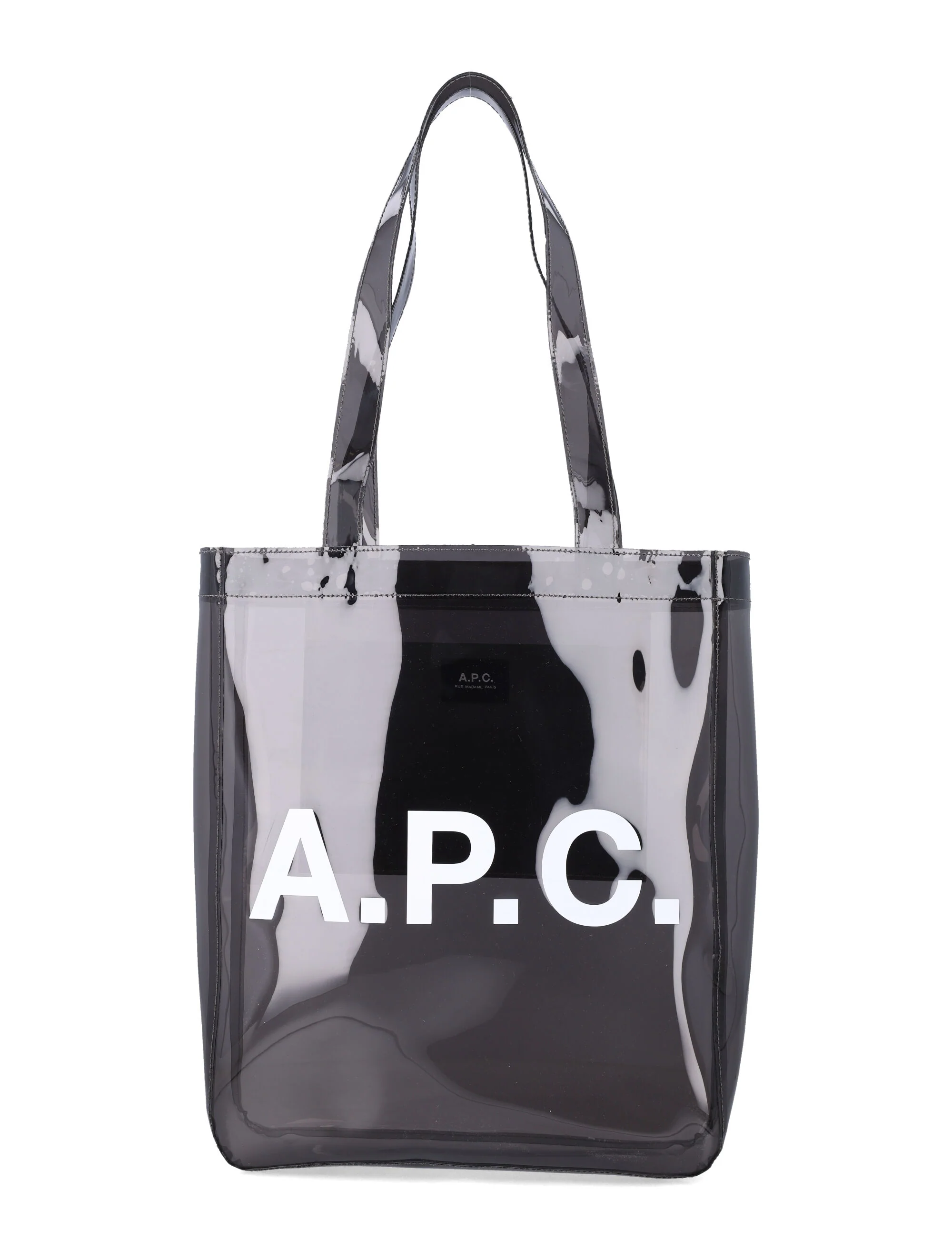 Bolsa de Ombro A.P.C. Lou em PVC Brilhante, Anthracite, Poliuretano Termoplástico