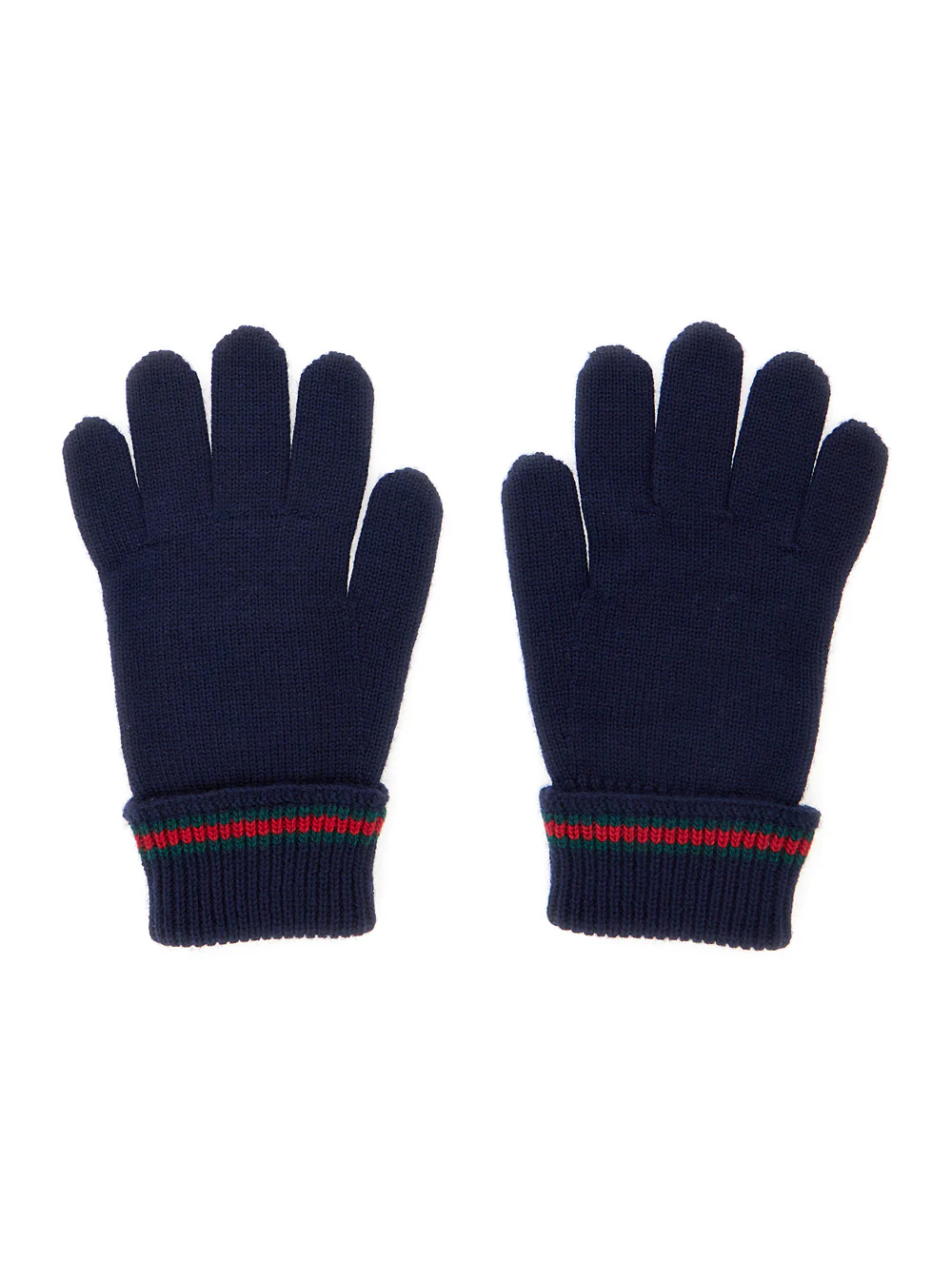 Luvas Azuis para Crianças Gucci com Tricot e Detalhe Web em Chapéu de Menino Azul