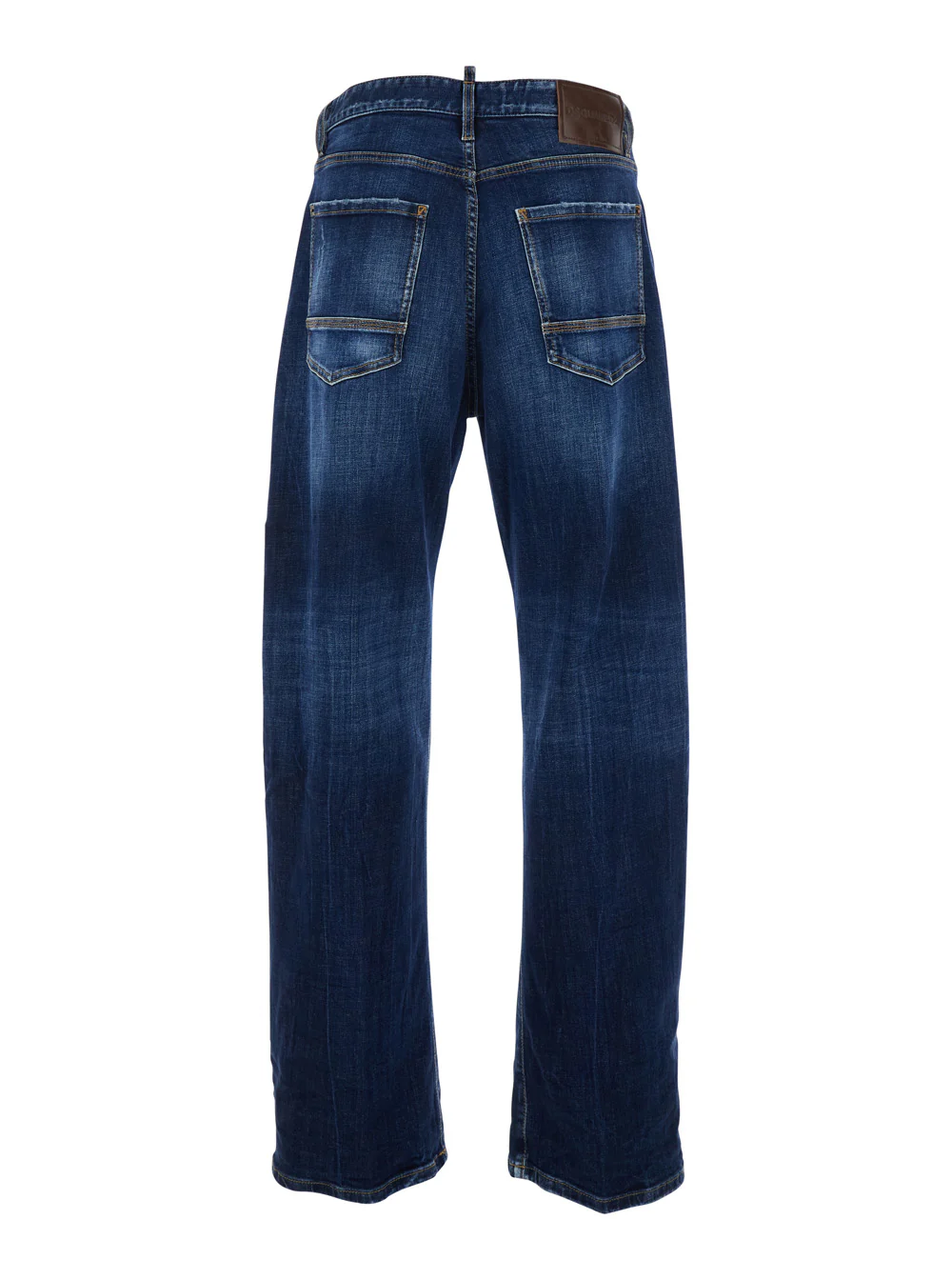 Calças de Denim Azul Desbotado com Design de Cinco Bolsos para Homem Blu Algodão