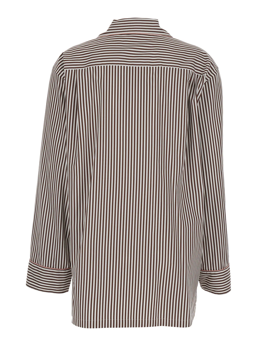 Camisa Marrom Dolce & Gabbana com Gola com Bicos e Motivo de Listras em Todo o Tecido em Algodão para Blusas Femininas Camisa Marrom Dolce & Gabbana com Gola com Bicos e Motivo de Listras em Todo o Tecido em Algodão para Blusas Femininas