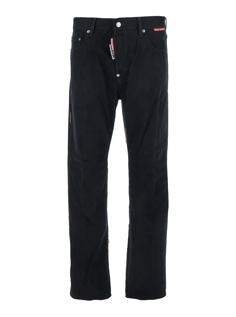 Calças Dsquared2 D2 x Magliano Pretas com Alças para Cinto e Patch com Logotipo na Parte de Trás em Denim de Algodão