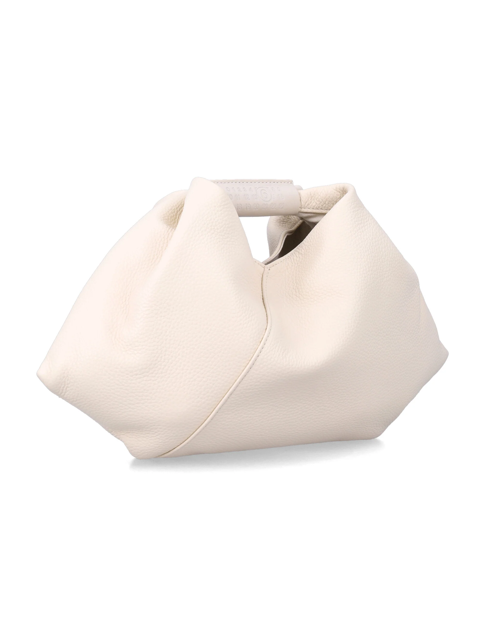 Bolsa Japonesa de Couro Granulado MM6 Maison Margiela Branco Forro de Beco Tamanho L