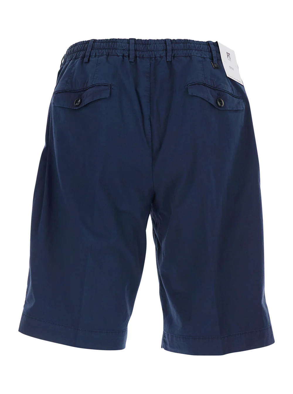 Calças Curtas Azuis com Bolsos Frontais e Cintura Elástica para Homem – Linho Elastano, Tecido Ponto Torino Calças Curtas Azuis com Bolsos Frontais e Cintura Elástica para Homem - Linho Elastano, Tecido Ponto Torino