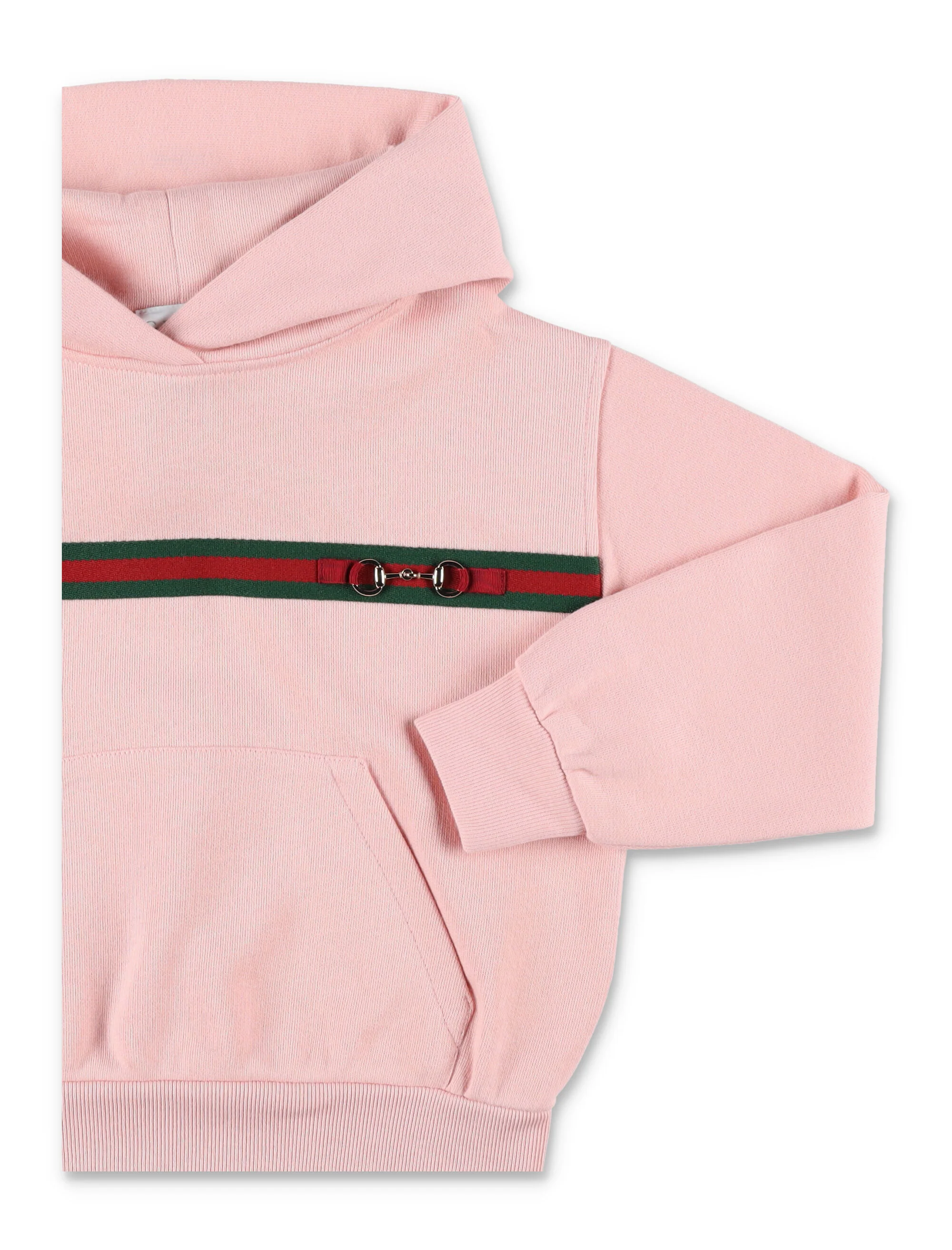 Camisola de moleton de algodão Gucci kids com detalhe Web Smooth Pink