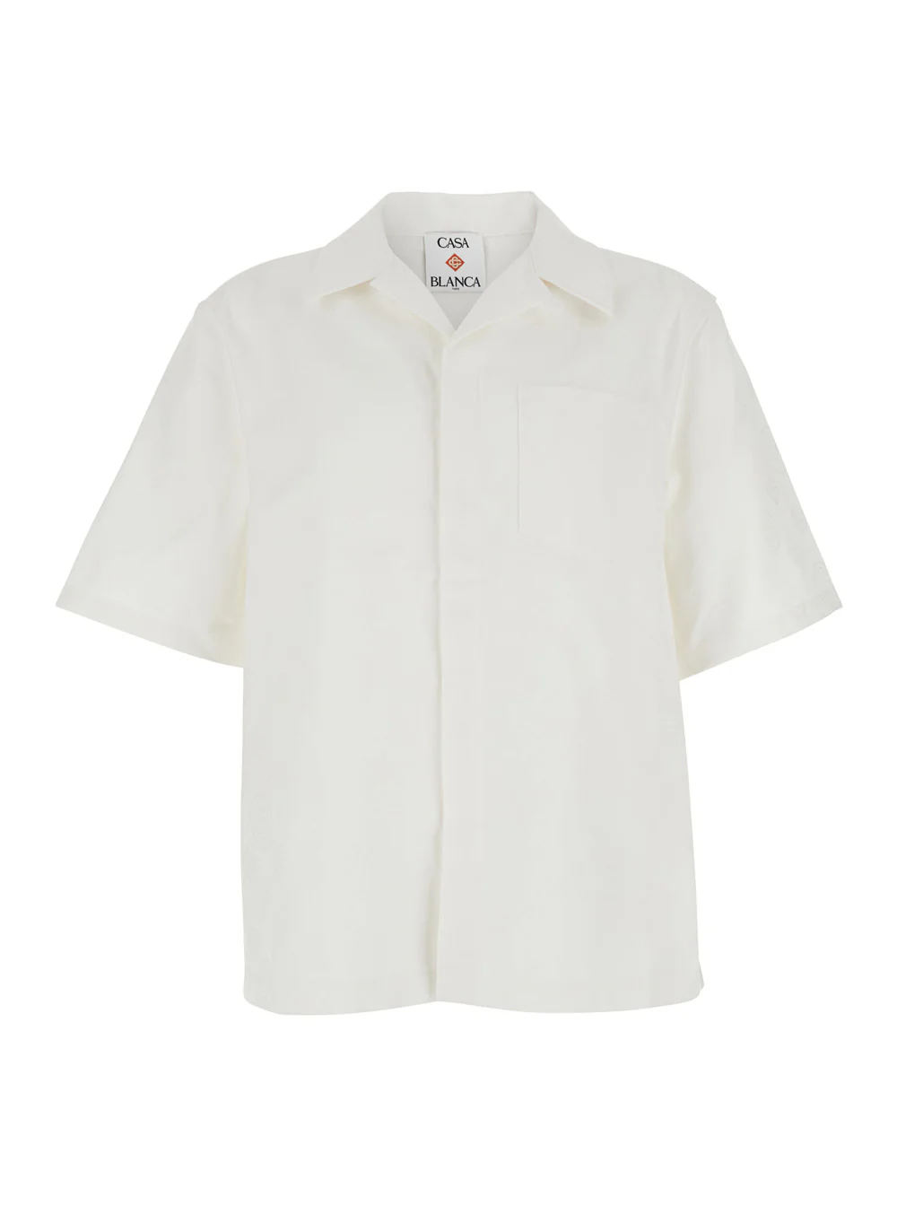 Camisa de Bowling Branca de Algodão com Gola Cubana para Homens e Blusas