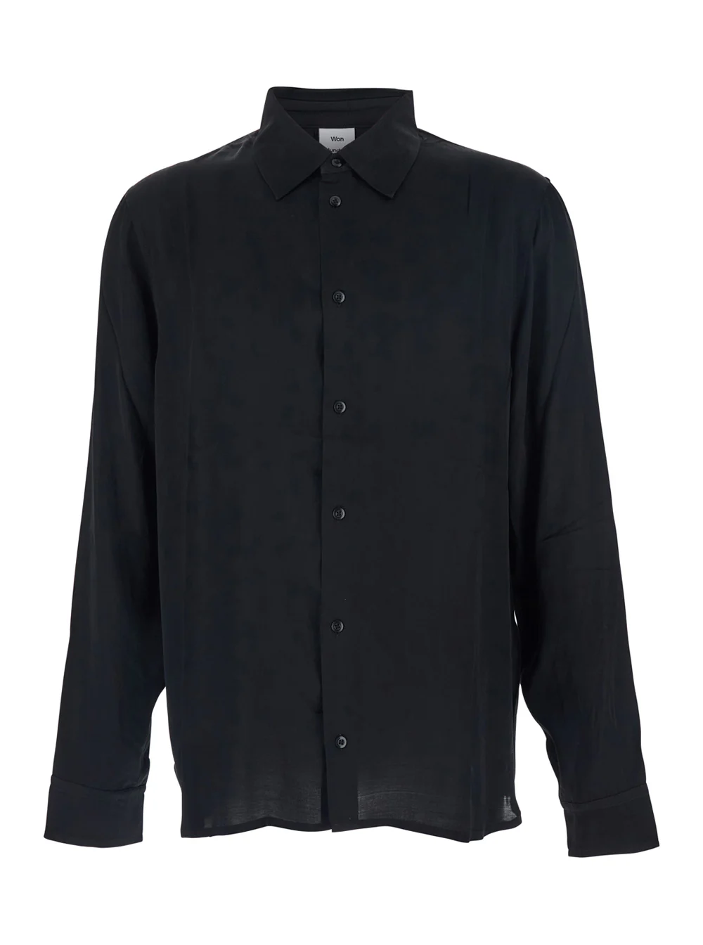 Camisa Preta Won Hundred Adriel com Gola Clássica em Mistura de Viscose e Blusas Camisa Preta Won Hundred Adriel com Gola Clássica em Mistura de Viscose e Blusas