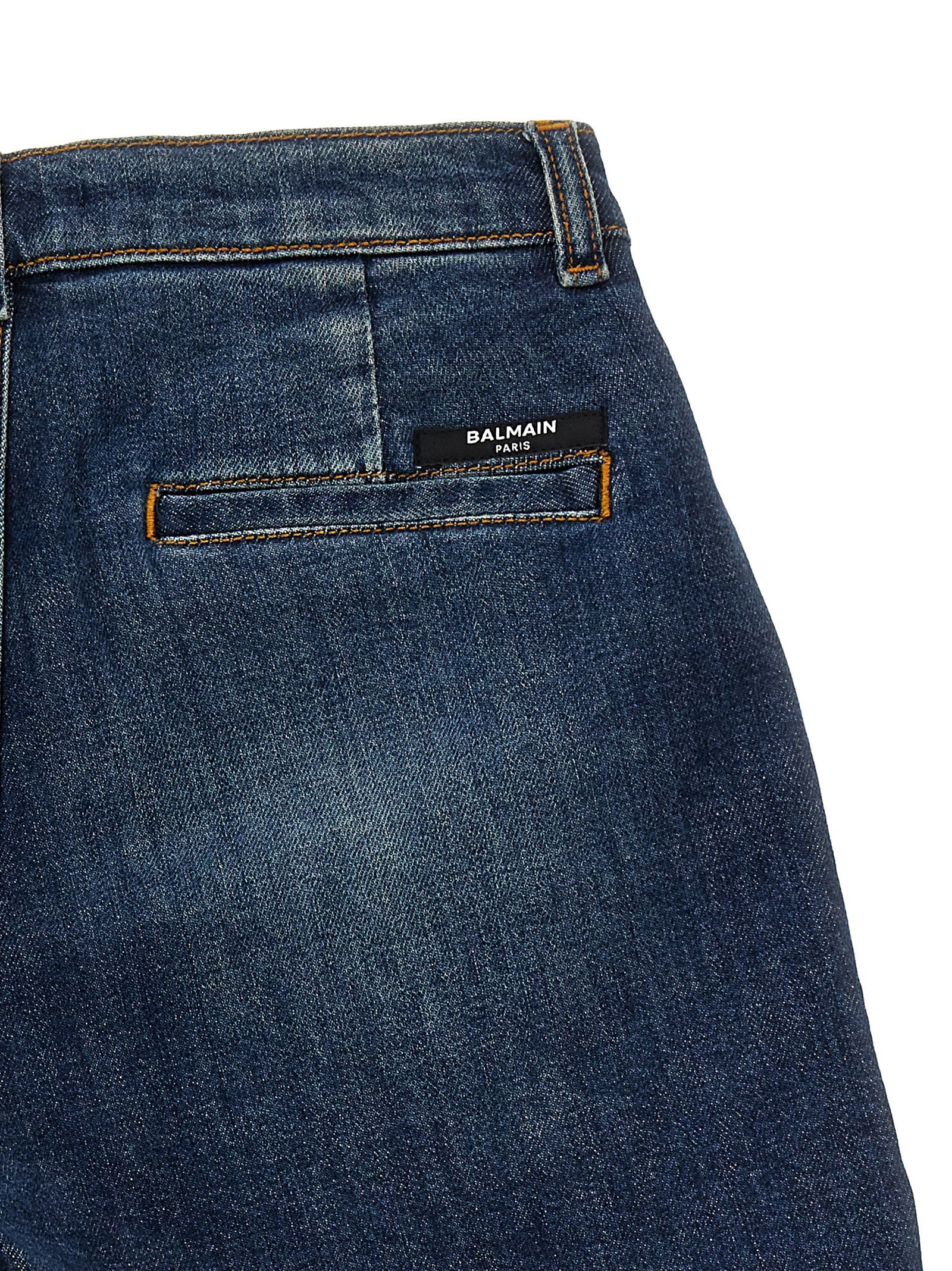 Calças Curtas de Denim Balmain Kids Azul Algodão Bermuda
