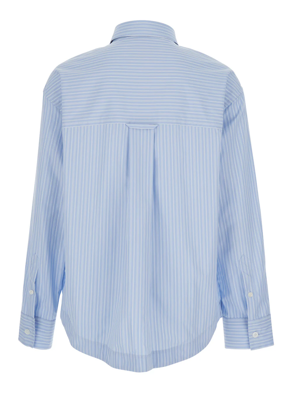 Camisa Ami Paris Azul Claro com Gola Clássica e Estampa de Listras em Algodão para Homens Camisa Ami Paris Azul Claro com Gola Clássica e Estampa de Listras em Algodão para Homens