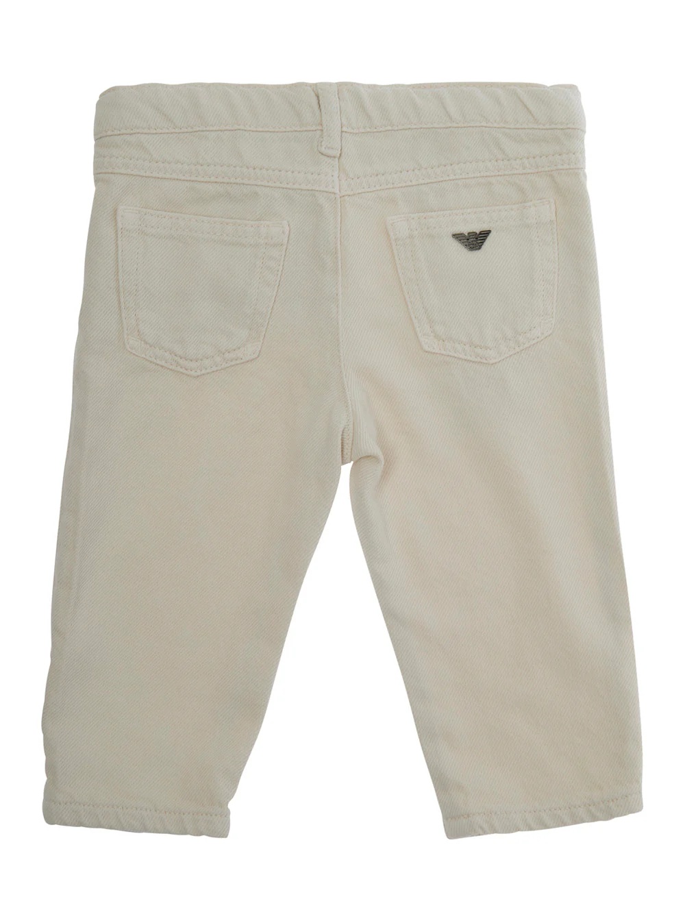 Calças Bege Emporio Armani Kids com Bordado de Logotipo na Parte de Trás Calças de Menino de Algodão