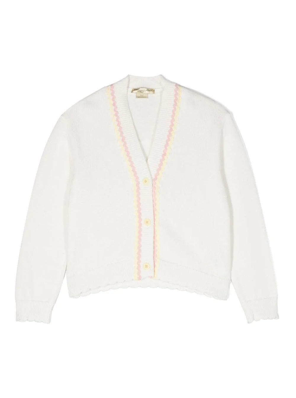 Cardigã Stella McCartney Kids com Gola em V e Malha em Riscas Branco de Algodão para Menina Jersey