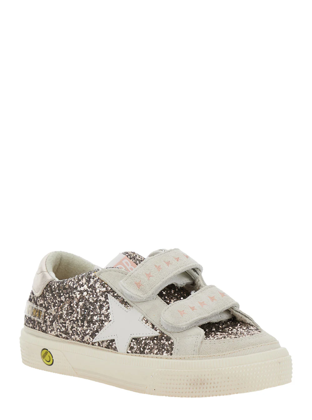 Sapatilhas Baixas de Escolar Infantil Golden Goose Cinza com Brilho e Patch de Estrela no Lado Mistura de Couro Menina