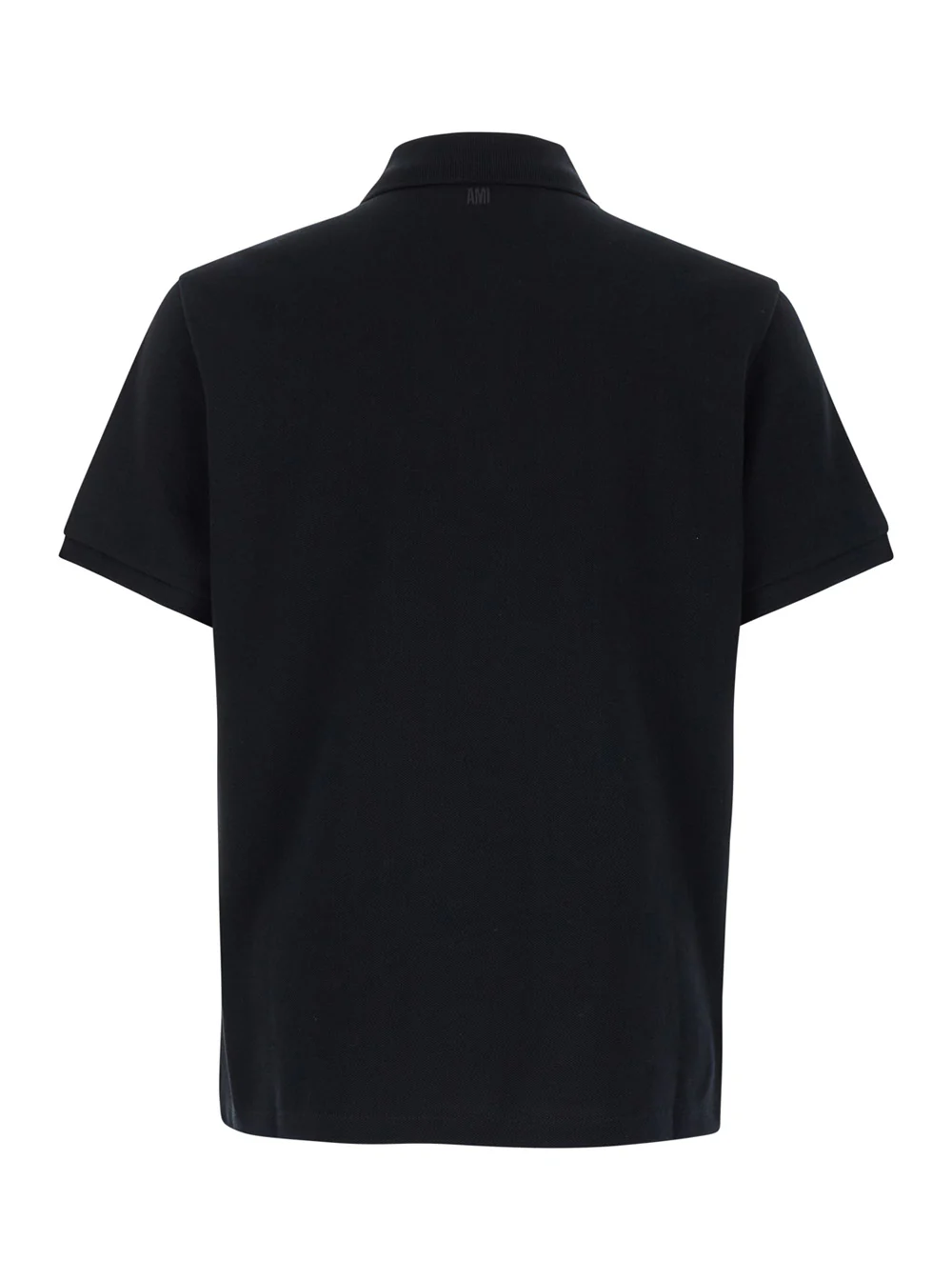 Camiseta Polo AMI Paris com Logotipo Bordado ADC na Frente, Preto, Algodão para Homens, Camisetas Biológicas e
