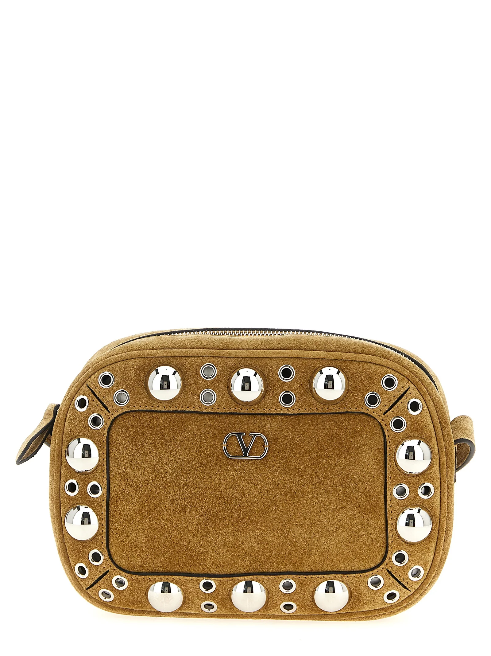 Bolsa de Ombro Valentino Garavani Nellcôte Bege Couro de Vaca (Bos Taurus) Crossbody