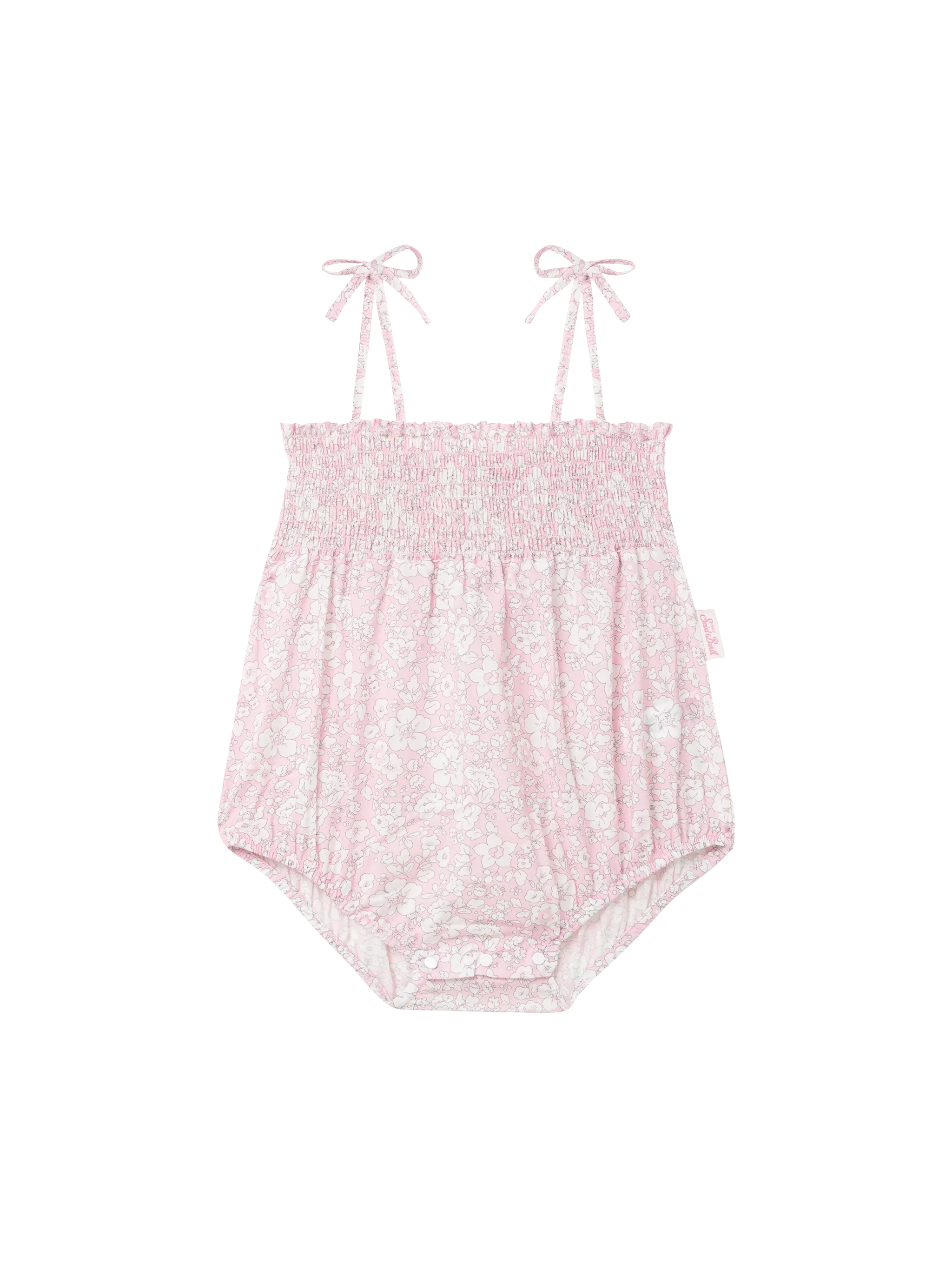Macacão de Bebê Mc2 Saint Barth Dudu em Algodão com Estampa de Flores, Macacão Rosa