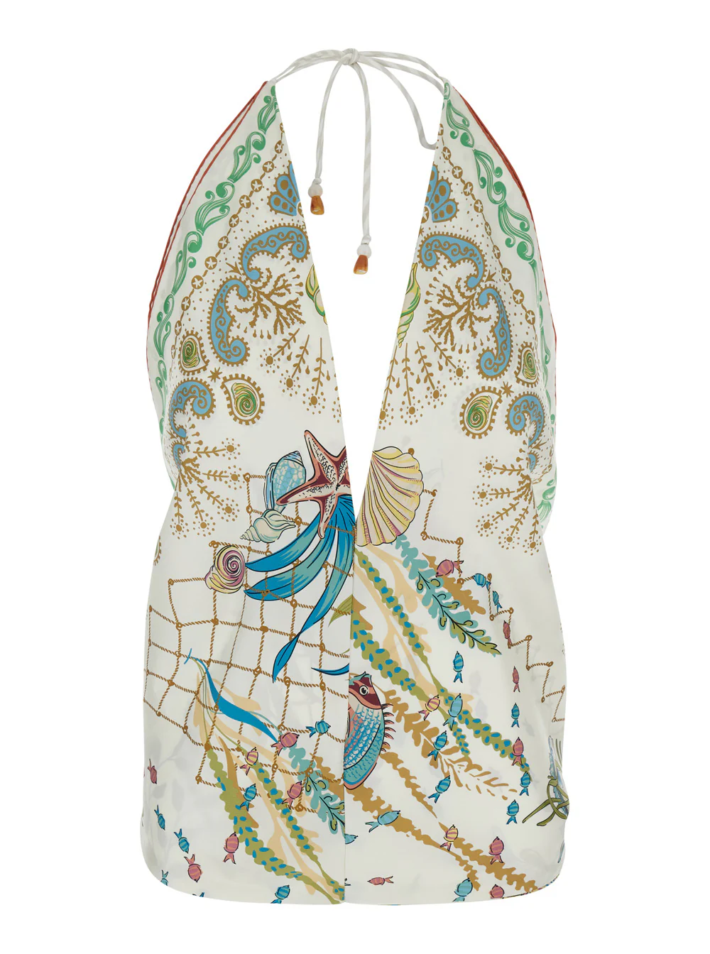 Vestido Multicolor com Decote em V e Manga Comprida de Seda para Mulheres Mantero 1902 ERITA TOP