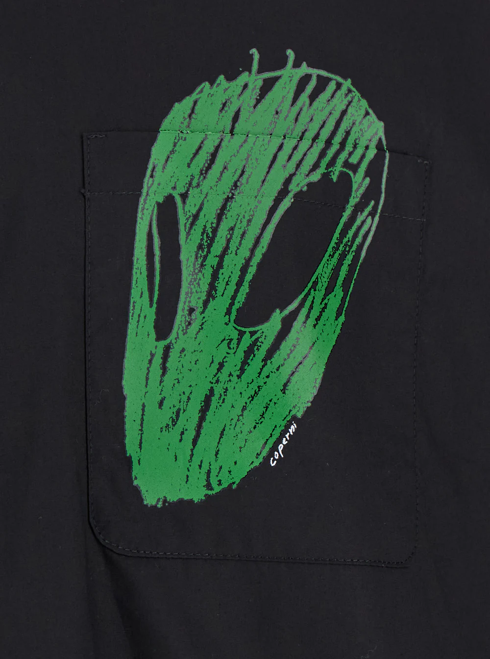 Camisa Preta Coperni com Gola Clássica e Estampa na Frente em Blusas de Homem de Algodão