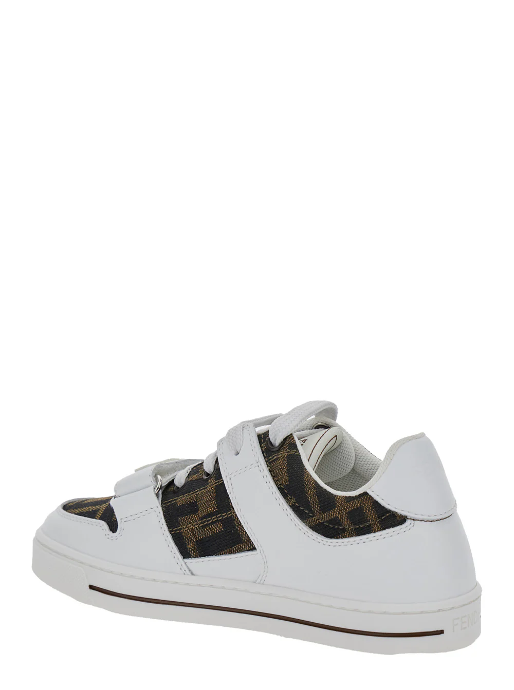 Sapatilhas Brancas Fendi Kids com Motivo FF em Todo o Modelo em Couro de Bezerro