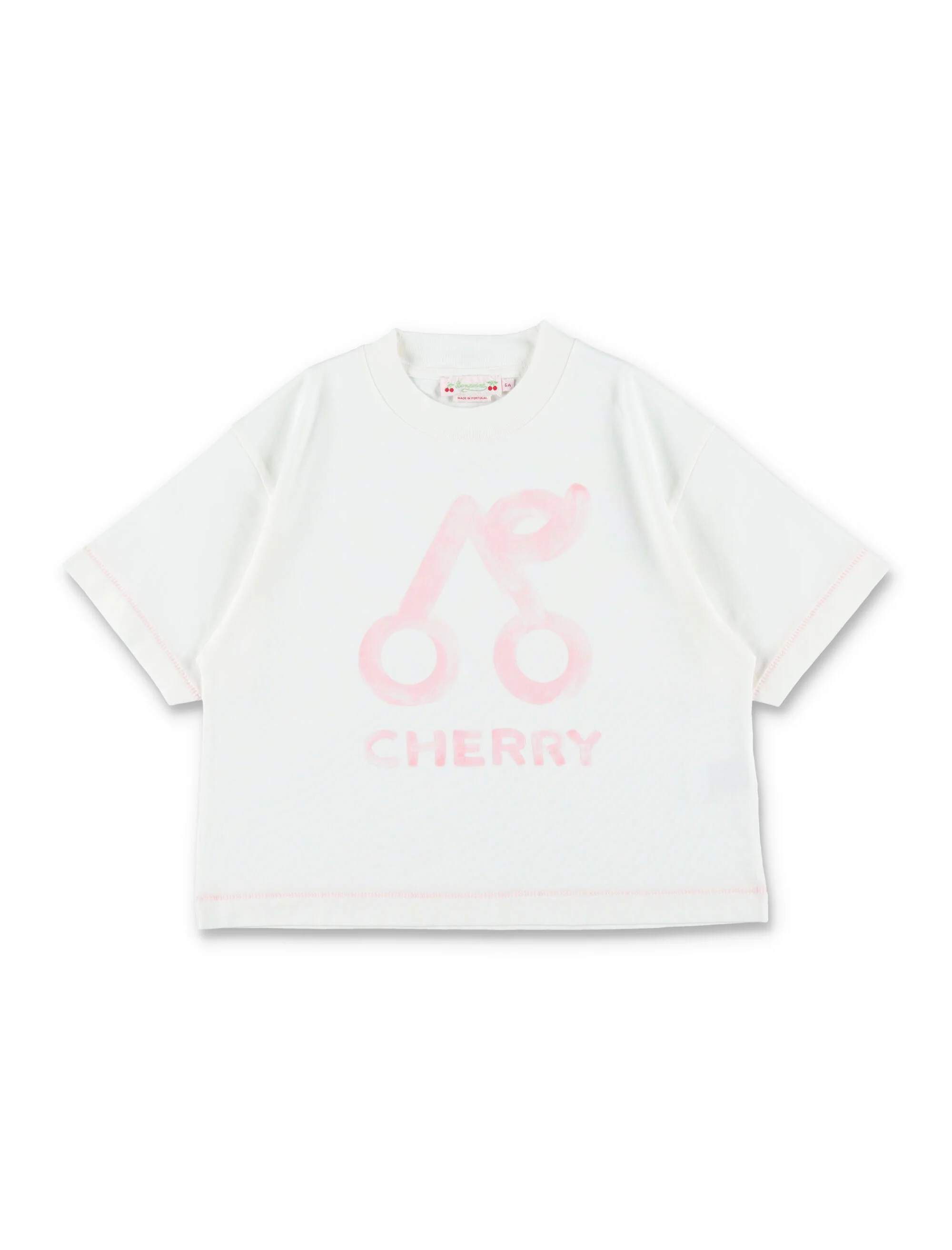 Camisola de Algodão Orgânico com Estampa de Cereja Lele Bonpoint Branco Leite