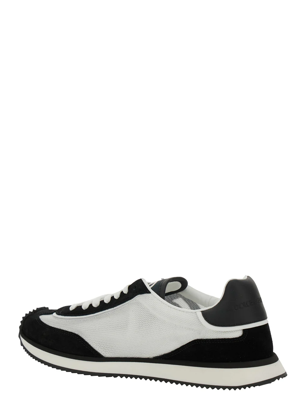 Sapatilhas Dolce & Gabbana Aria com Patch de Logotipo na Lingueta e Lado Branco Preto Couro Masculino Branco/Preto Cordeiro Ovelha