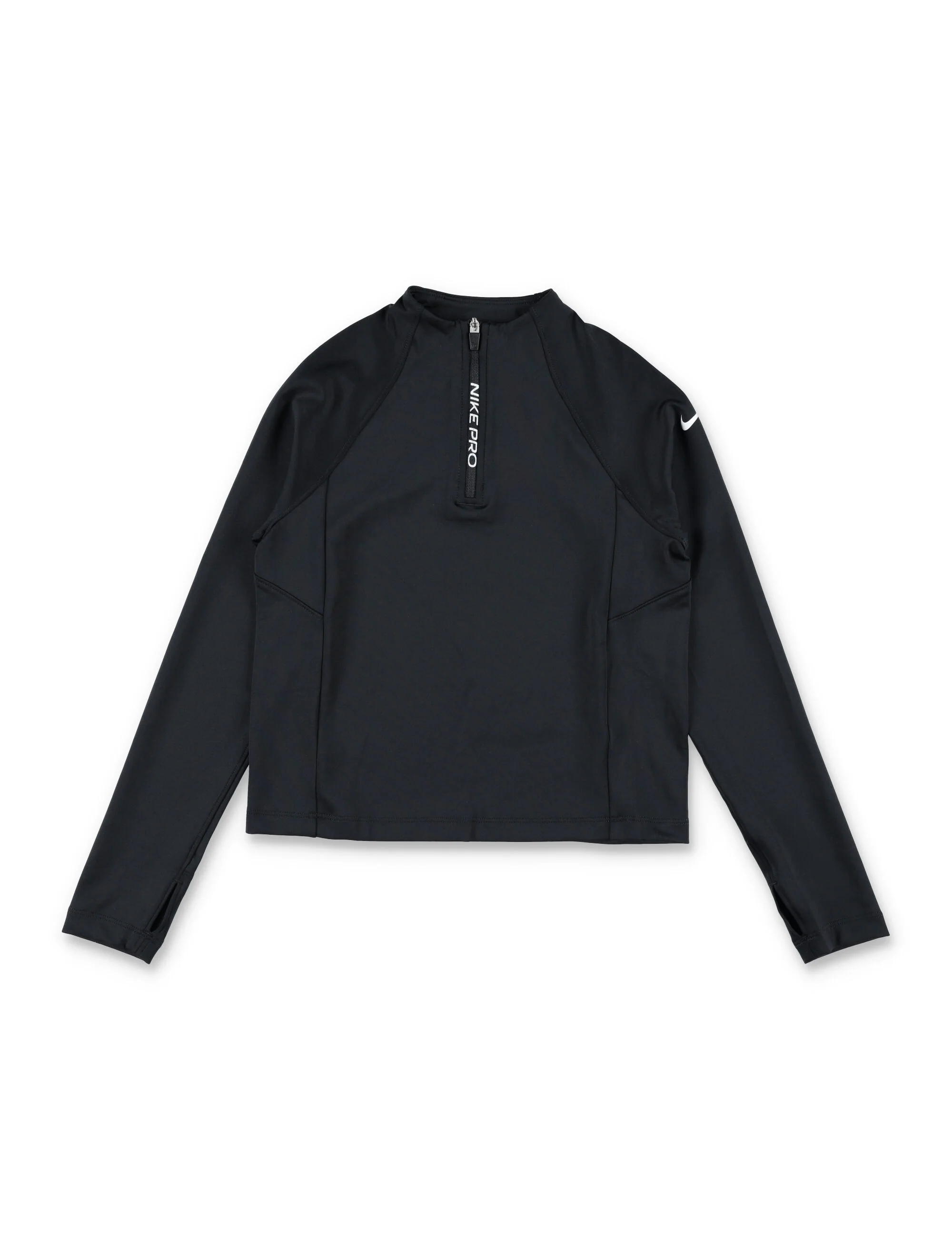 Top Nike Pro Meninas Dri-Fit com Zíper Metade Preto Poliéster