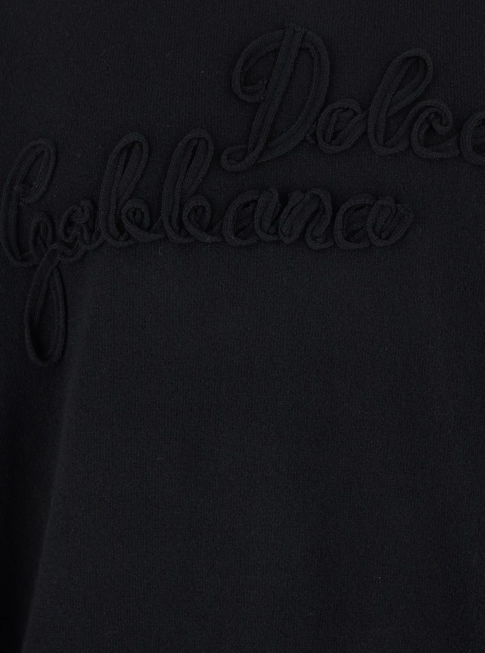 Suéter com Gola Redonda Dolce & Gabbana com Letras de Logotipo na Frente em Malha de Lã Preta para Homens