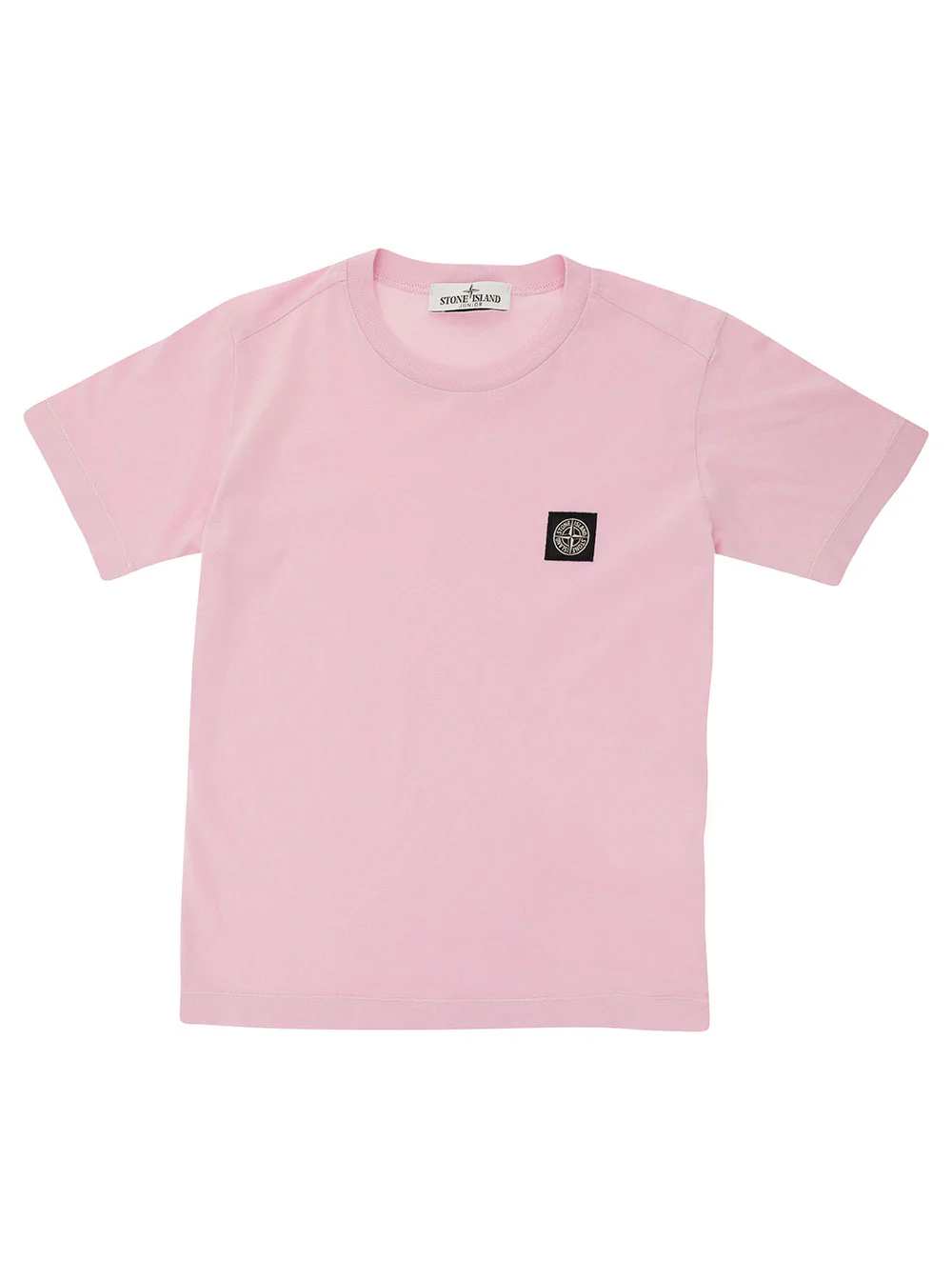 Camiseta Infantil Pink Stone Island com Patch de Logotipo, Camisetas e Camisolas de Menino de Algodão