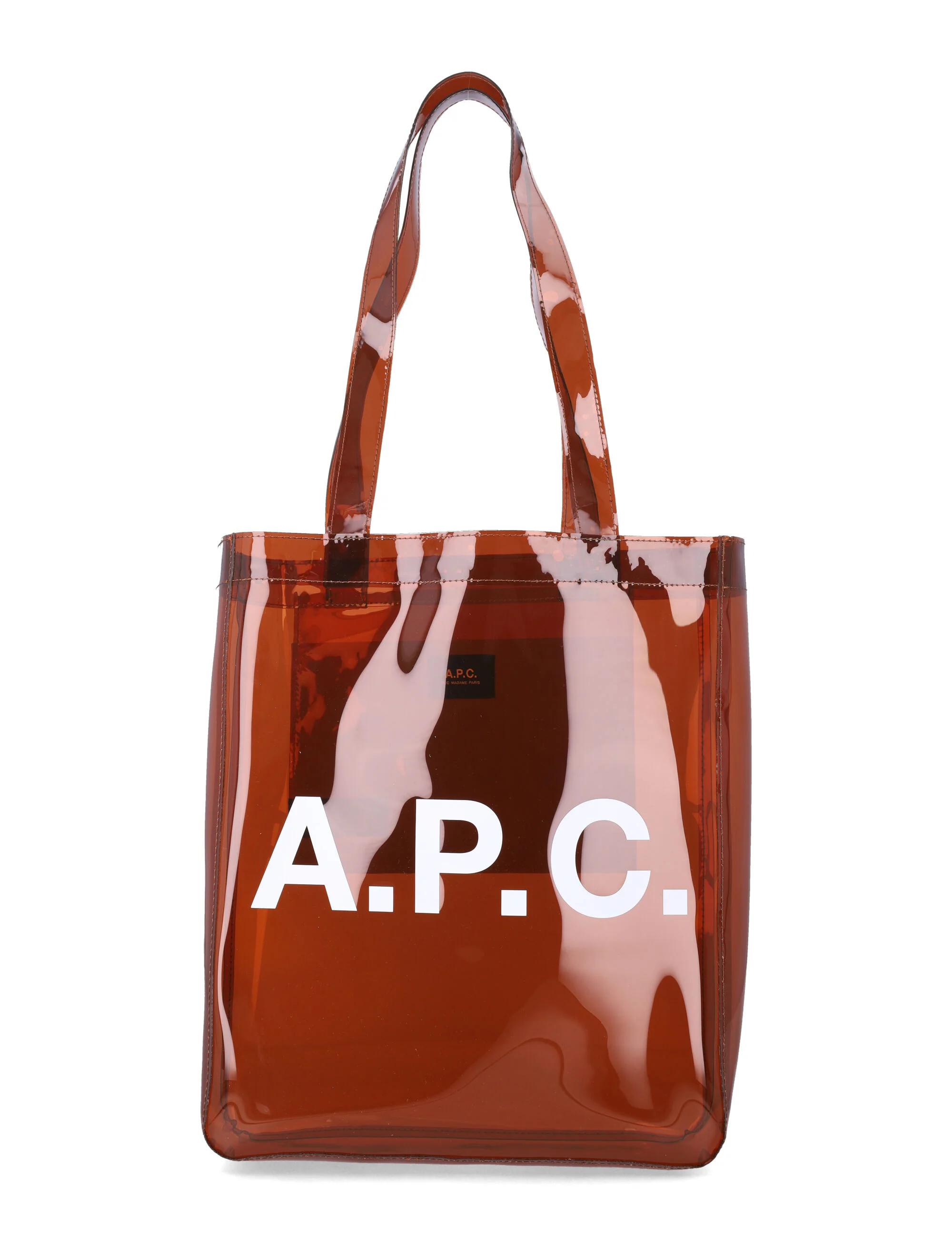 Bolsa de Ombro A.P.C. Lou em PVC Brilhante Marrom Escuro Poliuretano Termoplástico