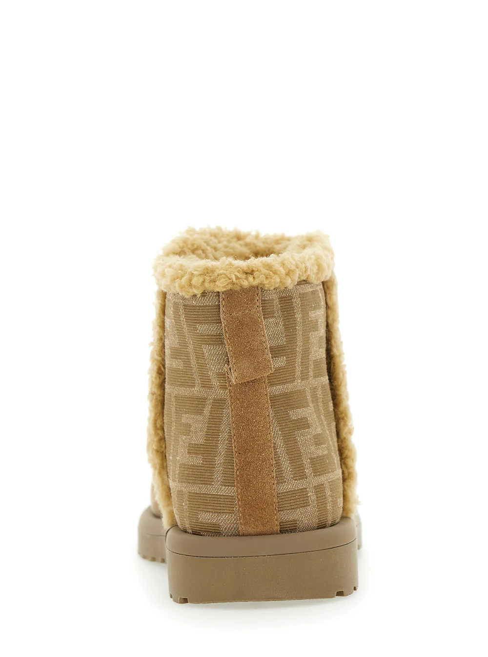 Botas de Cano Curto Fendi Kids Bege com Motivo FF em Tecido para Meninas de Poliamida Algodão