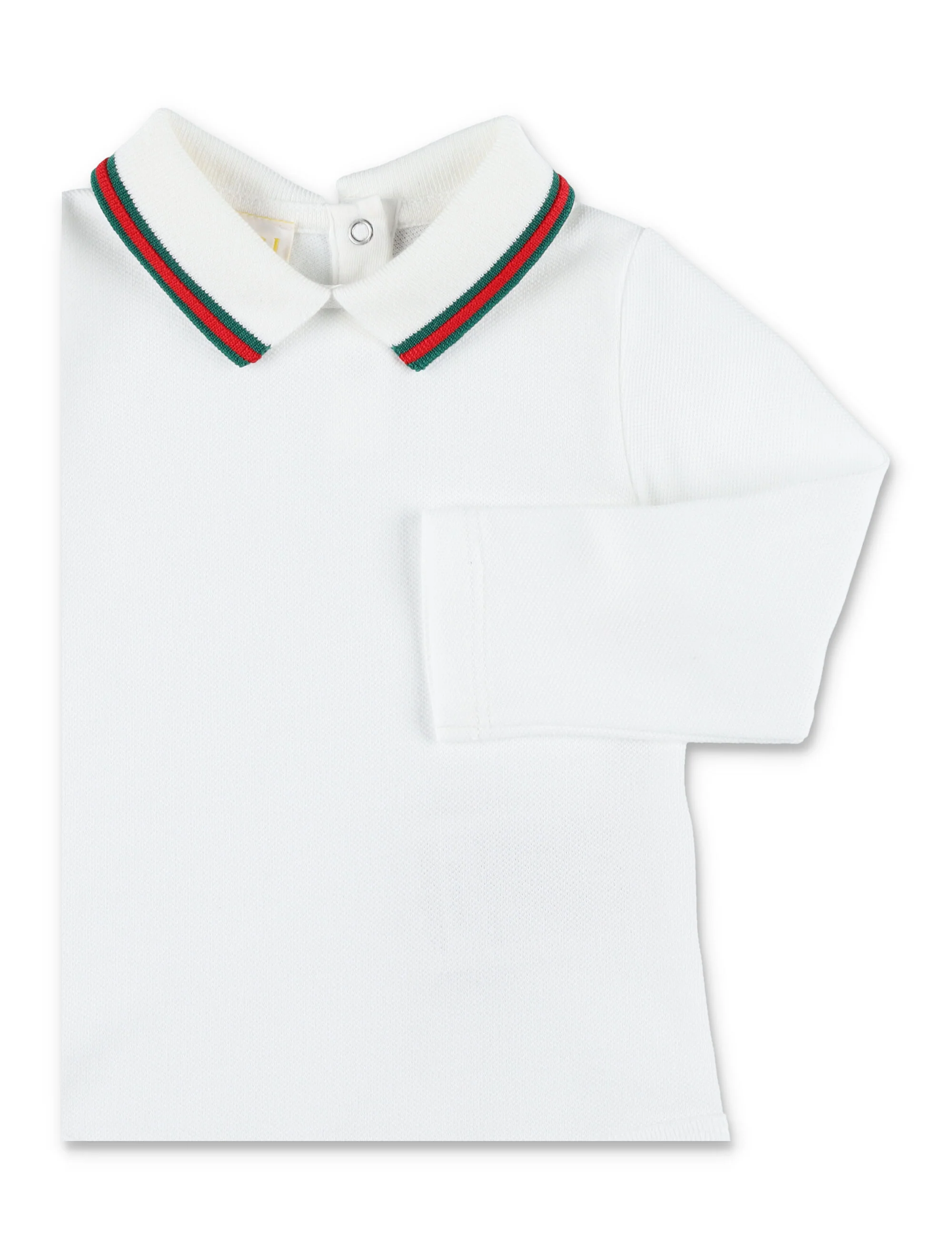 Macacão de manga comprida com gola Web da Gucci para recém-nascido Branco Óptico Algodão