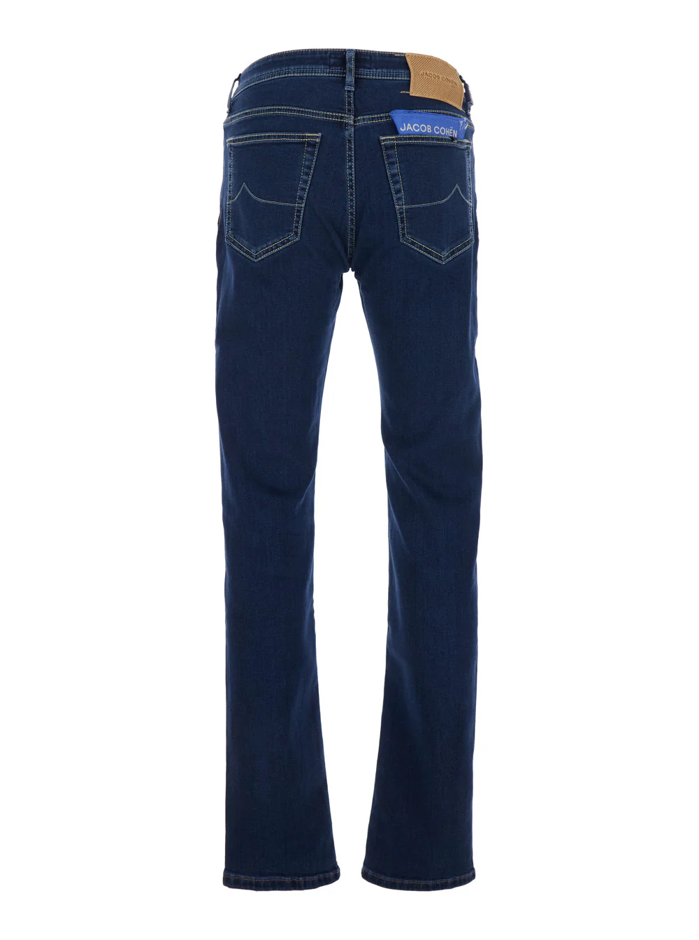 Calças Jacob Cohen Bard com Alças para Cinto e Patch com Logotipo nas Costas em Jeans Azul para Homens Blu