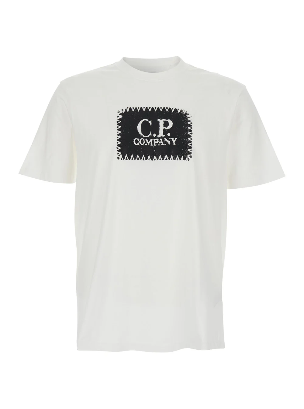 Camiseta Branca com Gola Redonda e Logotipo na Frente da C.P. Company para Homens, Camisetas de Algodão e Camisetas Polo Camiseta Branca com Gola Redonda e Logotipo na Frente da C.P. Company para Homens, Camisetas de Algodão e Camisetas Polo