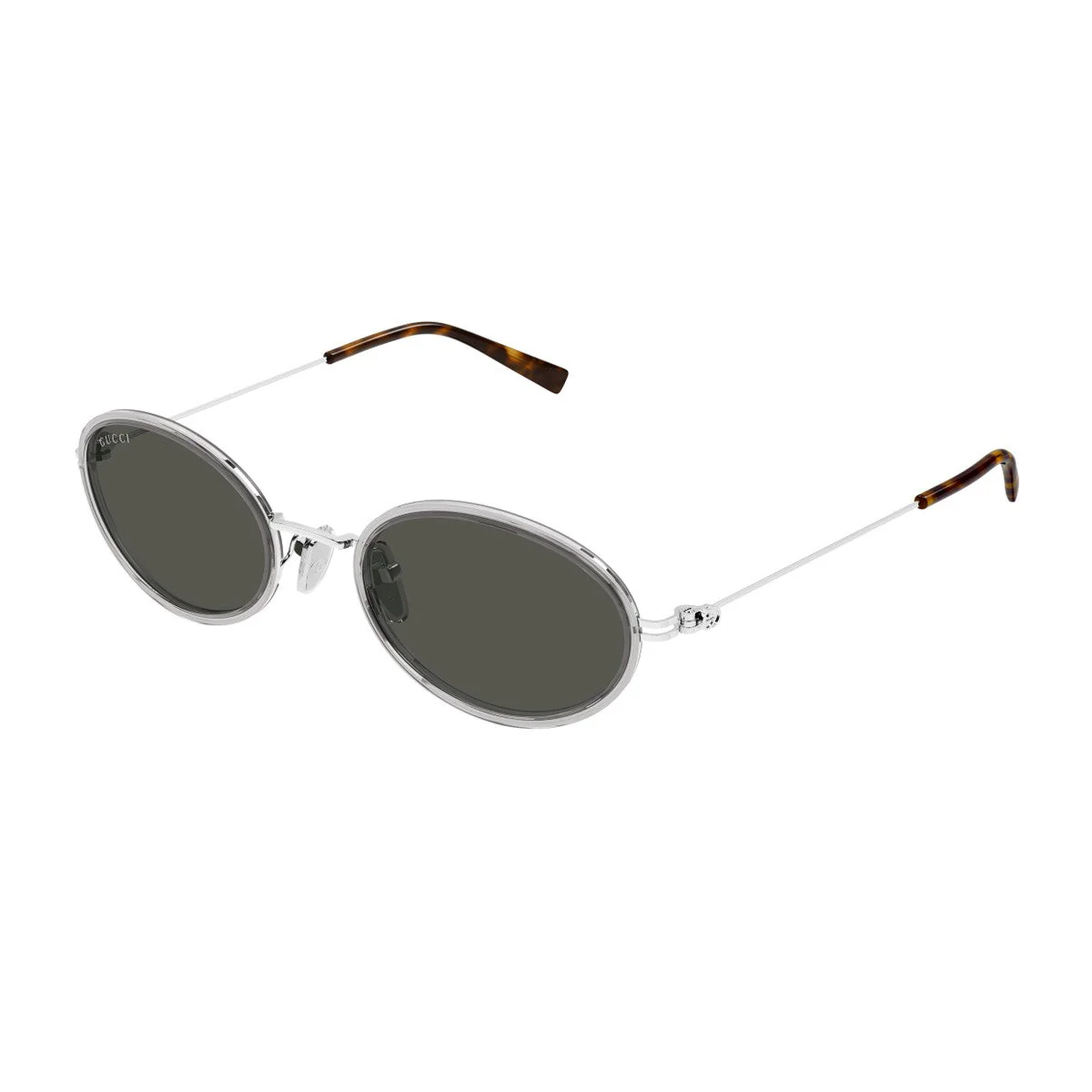 Óculos de Sol Gucci Gg1980s Linea Emblem Cinza / Prateado Injetado/Metal