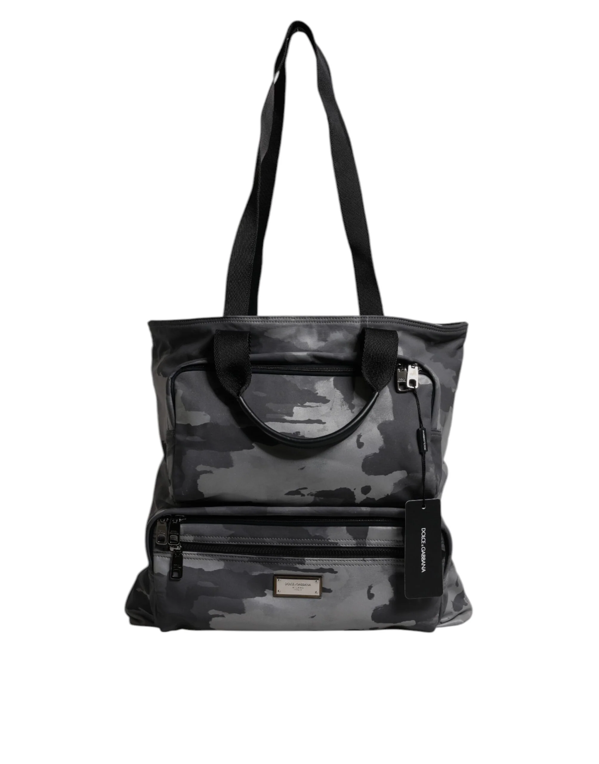 Bolsa de Ombro com Placa de Logotipo Camuflagem Preto Dolce & Gabbana Cotton Nylon Poliéster Calf