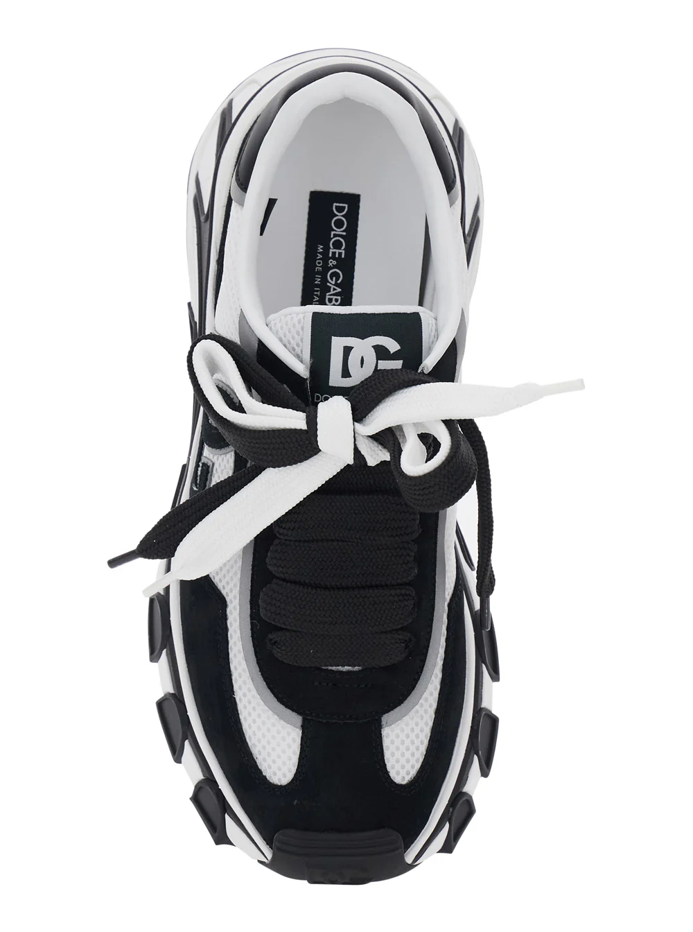 Sapatilhas Pretas Dolce & Gabbana DG COUTRYROAD com detalhes contrastantes. Sola de borracha. Em couro. Masculino. Cordeiro Ovelha