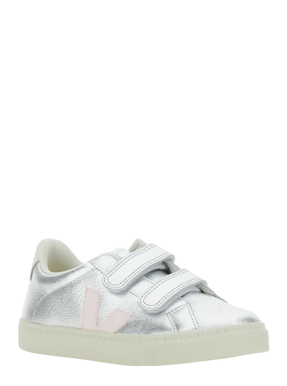 Sapatilha Veja Kids Esplar Low Top com Patch de Logotipo no Lado e Design Metálico em Couro para Meninas Orgânico Rastreado