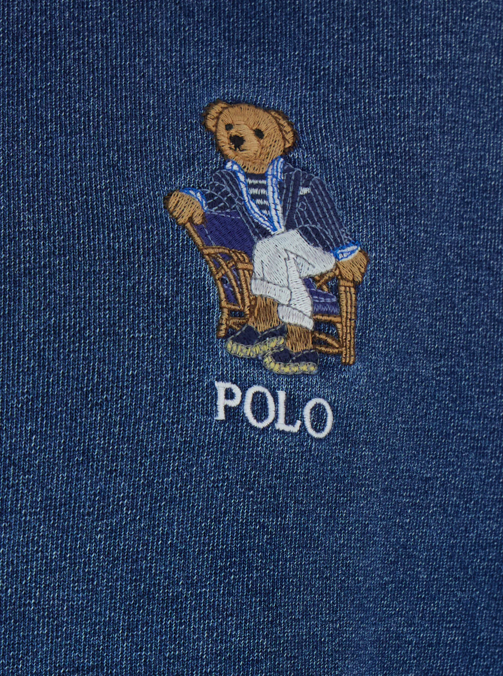 Polo Ralph Lauren Moletom Azul com Capuz com Cordão e Patch com Logotipo na Frente Efeito Jeans Algodão para Homens Azul Moletom