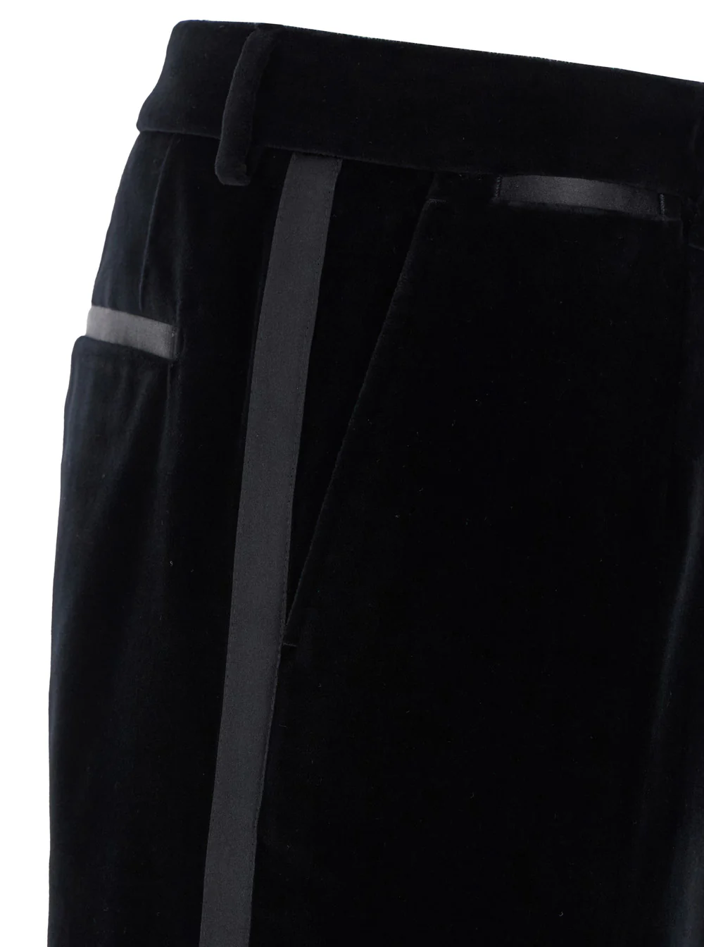 Calças Pretas Dolce & Gabbana com Alças para Cinto em Calça de Homem de Veludo com Elasticidade