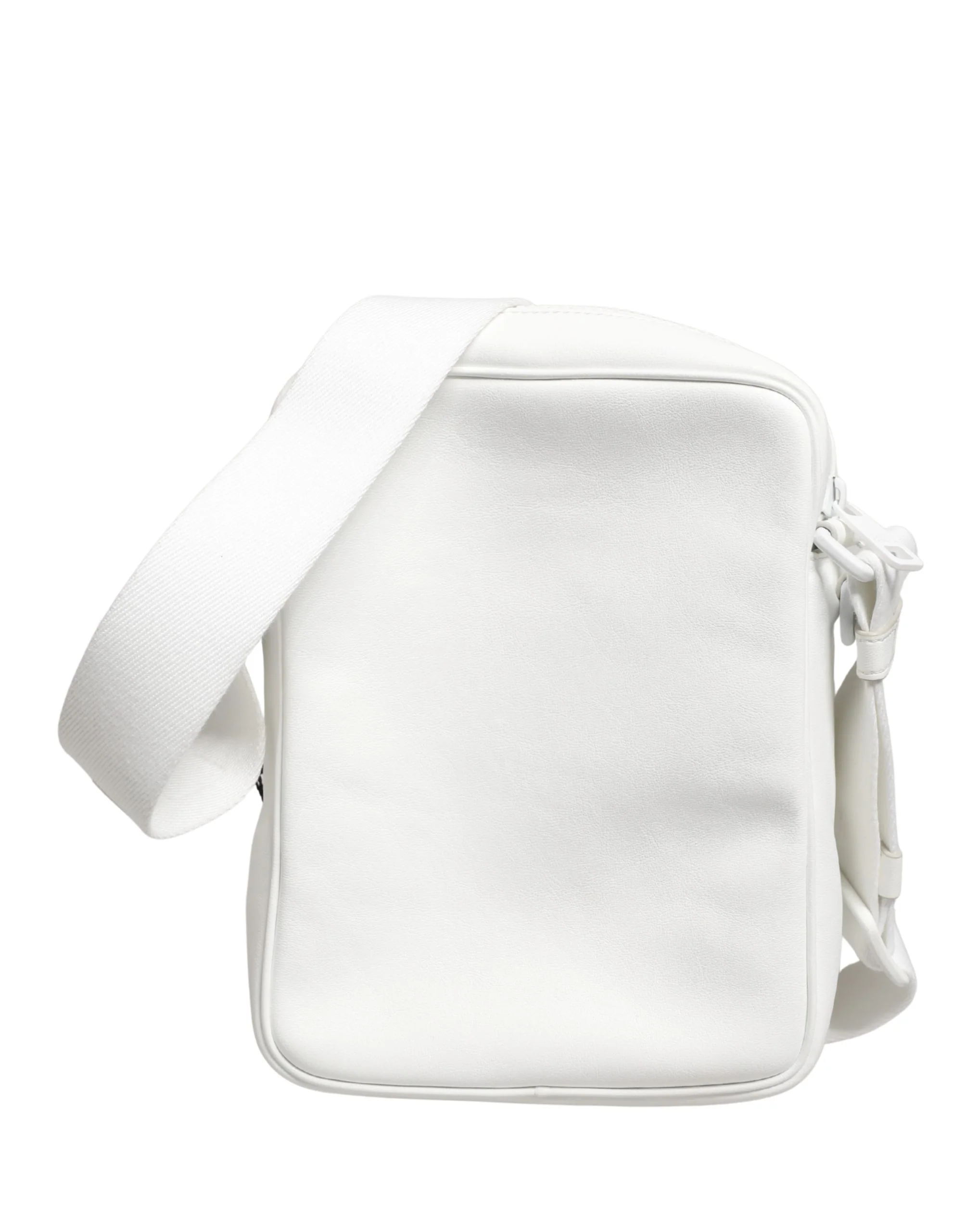 Dolce & Gabbana Bolsa de Ombro Crossbody Branca com Placa de Logotipo em Poliéster