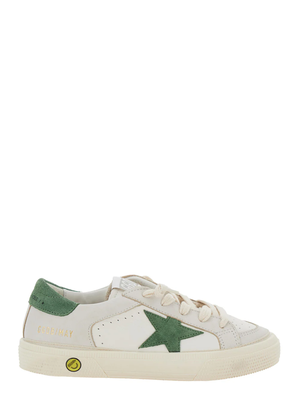 Sapatilhas Baixas Brancas para Crianças Golden Goose com Patch de Estrela no Lado e Letras de Logotipo em Contraste no Salto em Couro de Cabra e Vaca