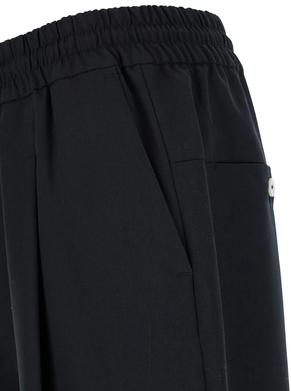 Calças DrôLe De Monsieur O Pantalón Crop Com Cintura Elástica e Cordão de Ajuste Mistura de Lã Preto Homens Poliéster Virgem Calças
